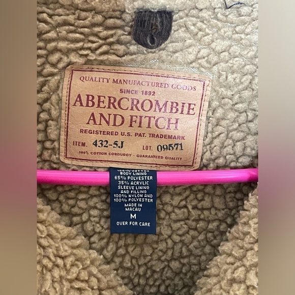 Abercrombie Fitch Jacket Men's Medium Sherpa Lined Corduroy Brown Vintage - Picture 11 of 11